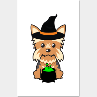 Cute yorkshire terrier dog is a witch Posters and Art